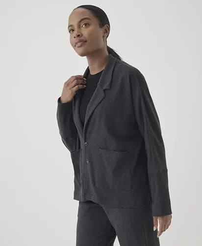 Pact Organic Cotton Women's Relaxed Blazer Charcoal Heather | Sustainable, Comfortable Fit, Machine Washable thumbnail 6