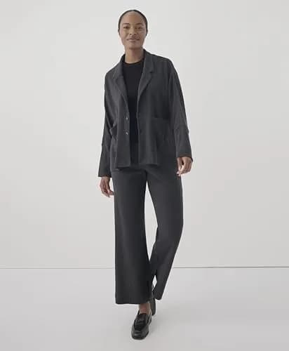 Pact Organic Cotton Women's Relaxed Blazer Charcoal Heather | Breathable, Sustainable Fit (70-120 chars) thumbnail 4