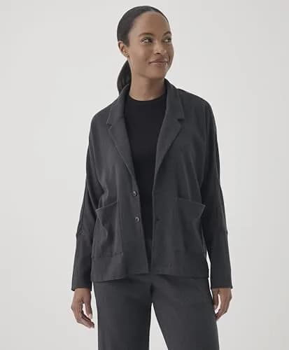 Pact Organic Cotton Women's Relaxed Blazer Charcoal Heather | Breathable, Sustainable Fit (70-120 chars) thumbnail 5