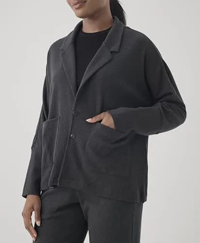 Pact Organic Cotton Women's Relaxed Blazer Charcoal Heather | Breathable, Sustainable Fit (70-120 chars) thumbnail 8