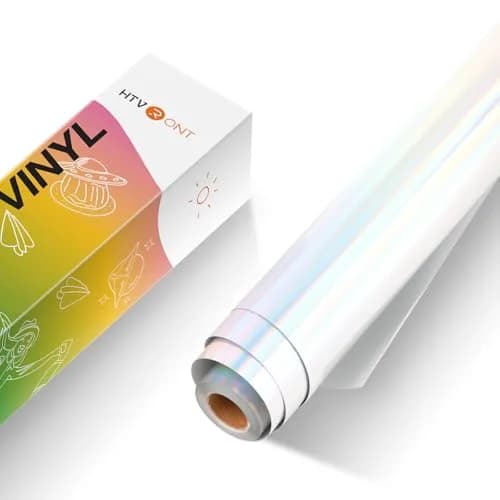 HTVRONT Holographic Silver Permanent Vinyl Roll 12" x 10FT | Easy Cut & Weed for Crafts thumbnail 1