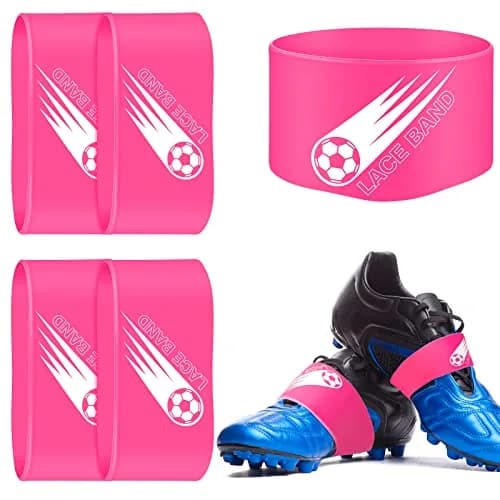 Patelai Pink 4 Pcs Soccer Lace Band Cleat Cover Youth Adult | Elastic Rubber for Secure Laces thumbnail 1