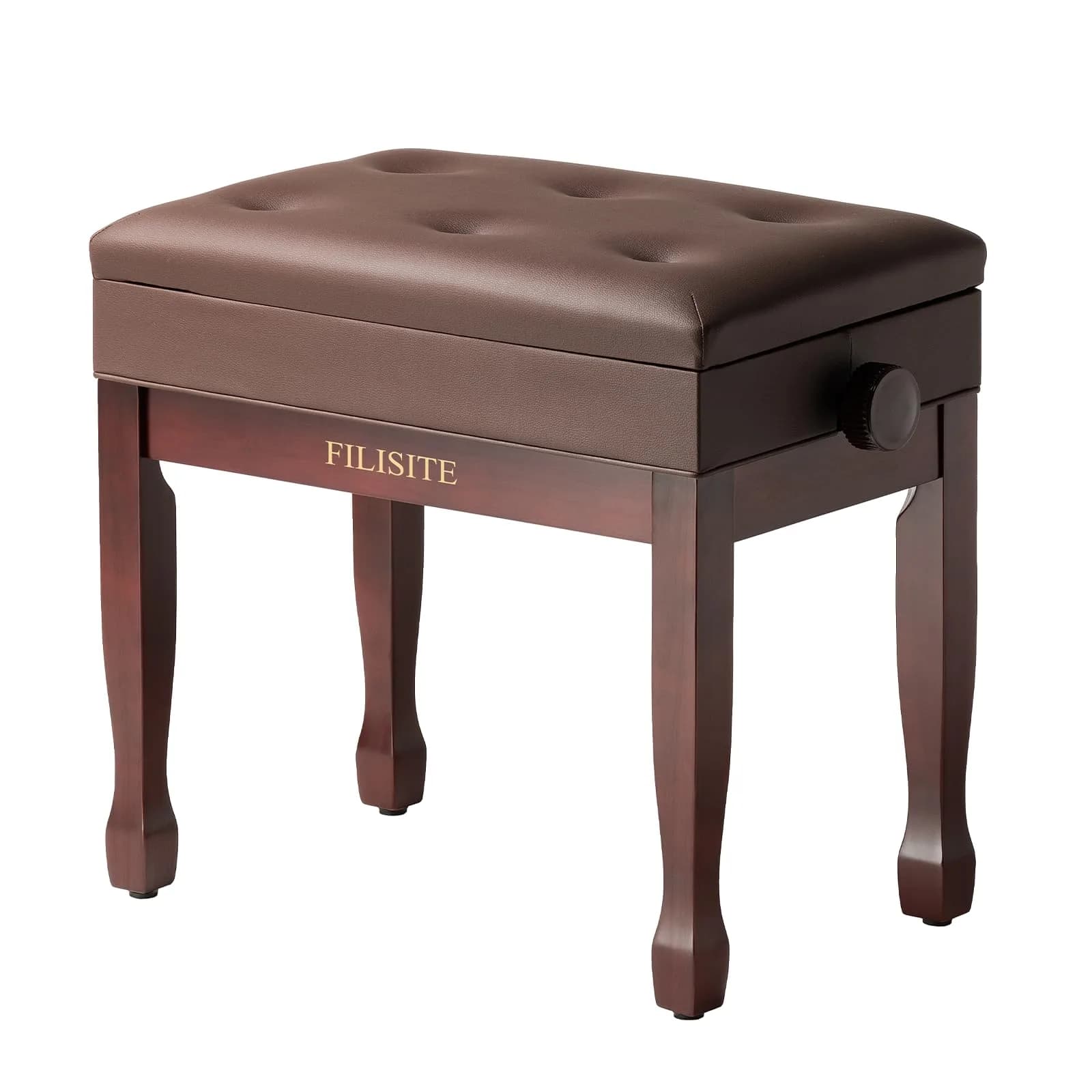 FILISITE Adjustable Height Piano Bench Stool with Music Storage (Brown) | 49cm-59cm Height Range - main product image