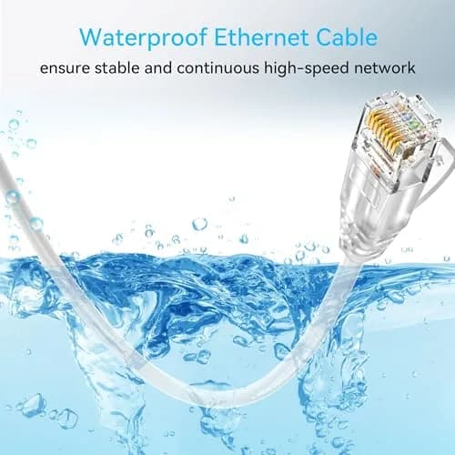 Sokqovt Cat6a Ethernet Cable Slim 25ft Outdoor Waterproof, 28AWG Pure Copper 10G 550MHZ for Indoor & Outdoor Use thumbnail 6