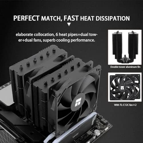 Thermalright Peerless Assassin 120 SE Black CPU Air Cooler 155mm | Dual 6 Heat Pipes, 1550RPM, AM4/AM5, Intel LGA 1700/115x/1200, No LED thumbnail 4