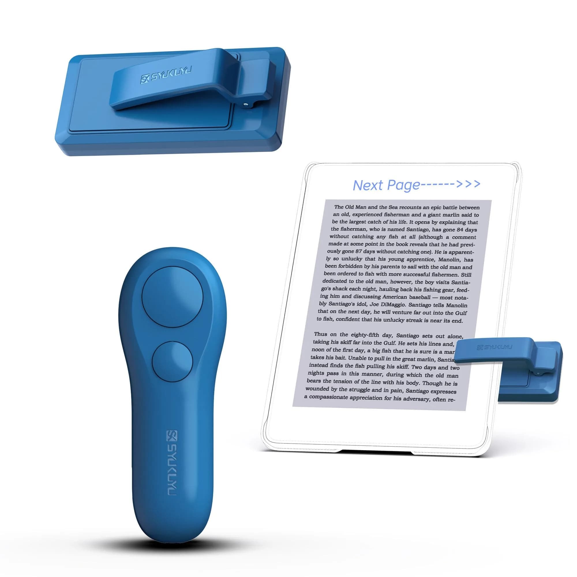 SK SYUKUYU RF Remote Control Page Turner with Mute Button for Kindle, iPad, Android Tablets, iPhone | Blue
