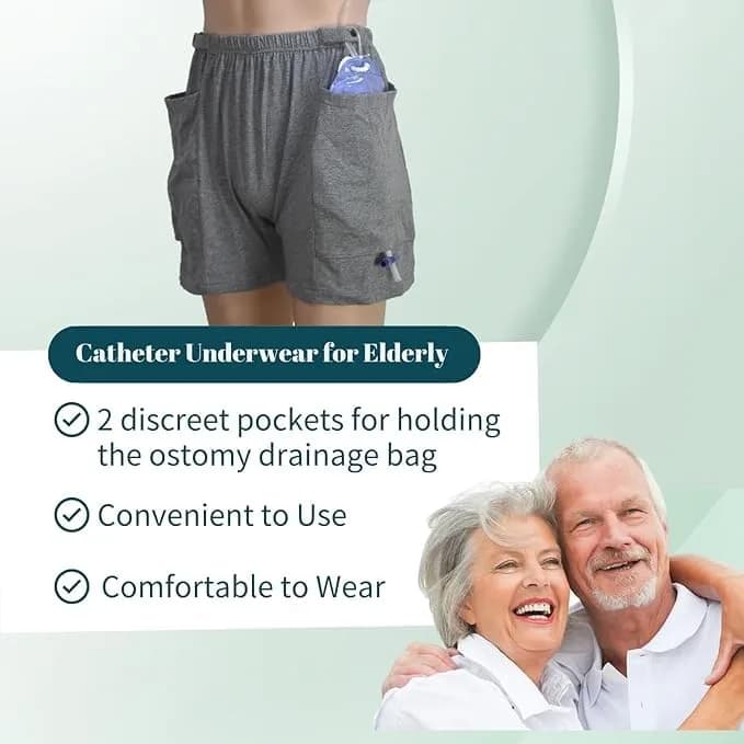 Lmaray Ostomy Drainage Bag Shorts for Men and Women 2XL | Discreet Urine Bag Pants thumbnail 3