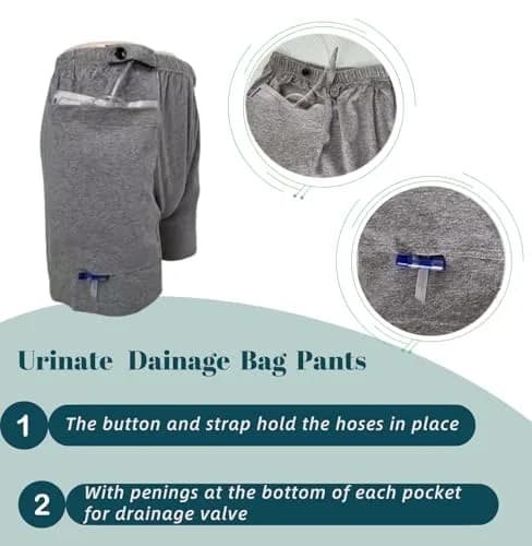 Lmaray Ostomy Drainage Bag Shorts for Men and Women 2XL | Discreet Urine Bag Pants thumbnail 4