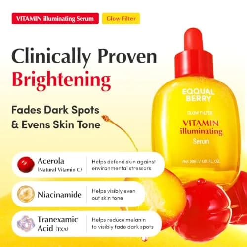 EQQUALBERRY Vitamin Illuminating Serum 30ml (1.01 fl oz) | Niacinamide 4% & TXA for Face Glow thumbnail 3