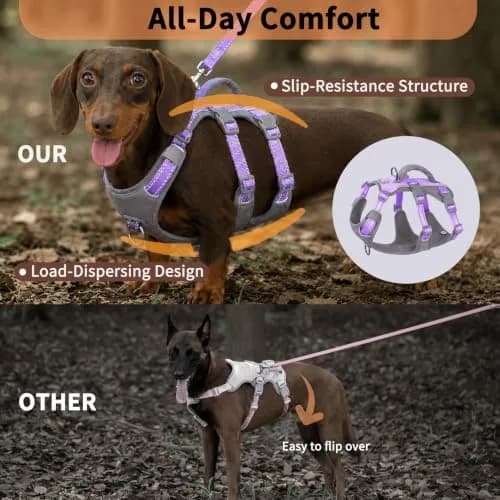 Huntboo Escape Proof Dog Harness with Handle, Lavender Purple, Size S | No-Pull, Breathable, Reflective, Adjustable Lift Harness for Small, Medium, Large Dogs thumbnail 5