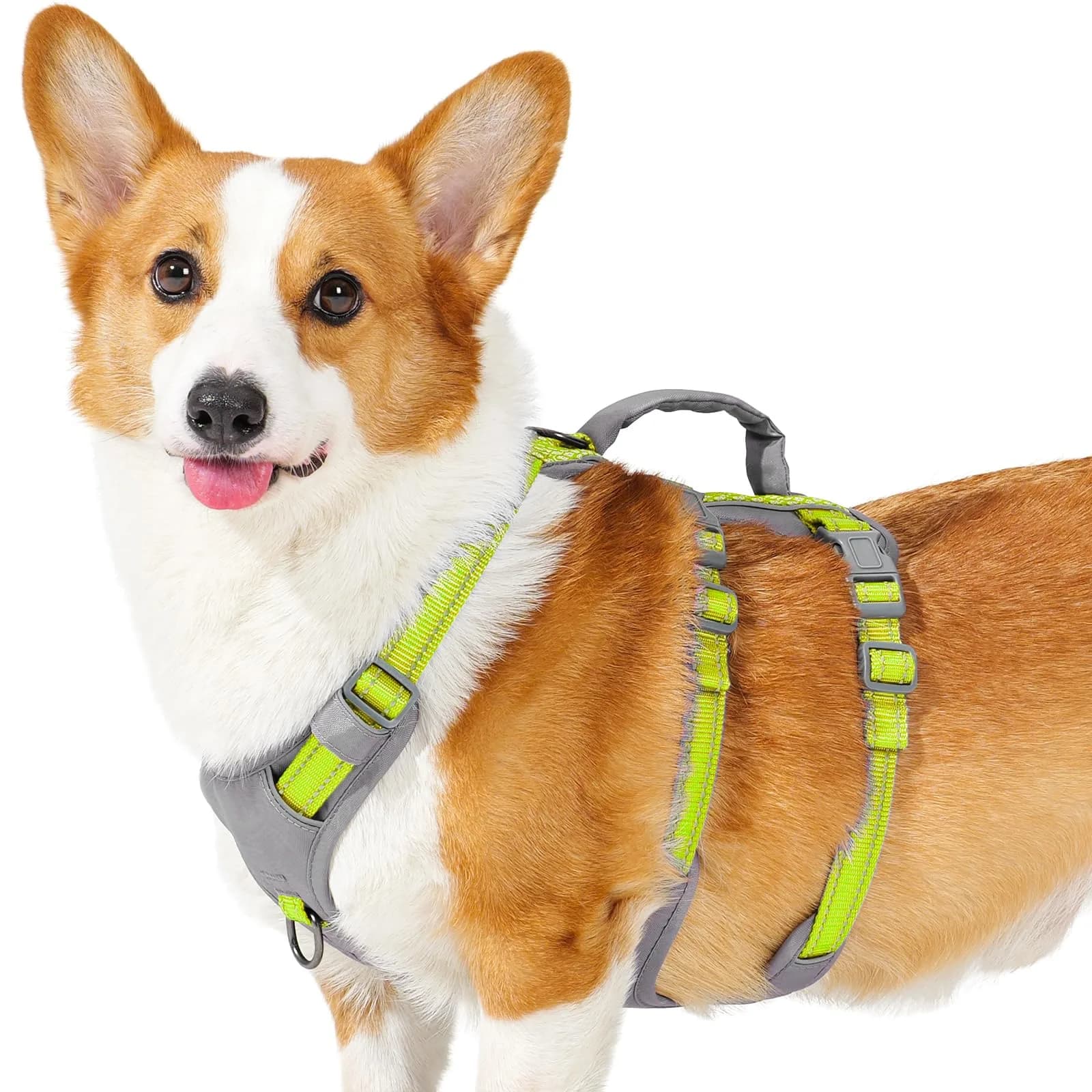 Huntboo Escape Proof Dog Harness with Handle, Lavender Purple, Size S | No-Pull, Breathable, Reflective, Adjustable Lift Harness for Small, Medium, Large Dogs — Bright Green