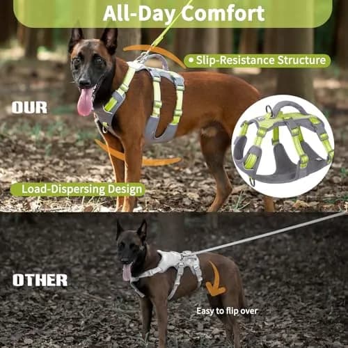 Huntboo Escape Proof Dog Harness with Handle, Bright Green M | No-Pull, Breathable, Reflective, Adjustable Lift Harness for Dogs thumbnail 5