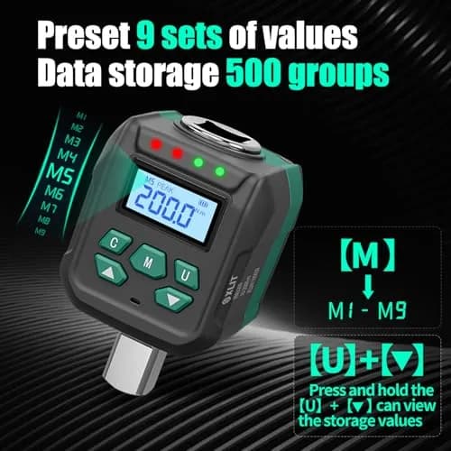 XLIT 1/2" Digital Torque Wrench Adapter 4.4-147.5 ft-lb (6-200 Nm) | High-Accuracy Automotive Tool thumbnail 3