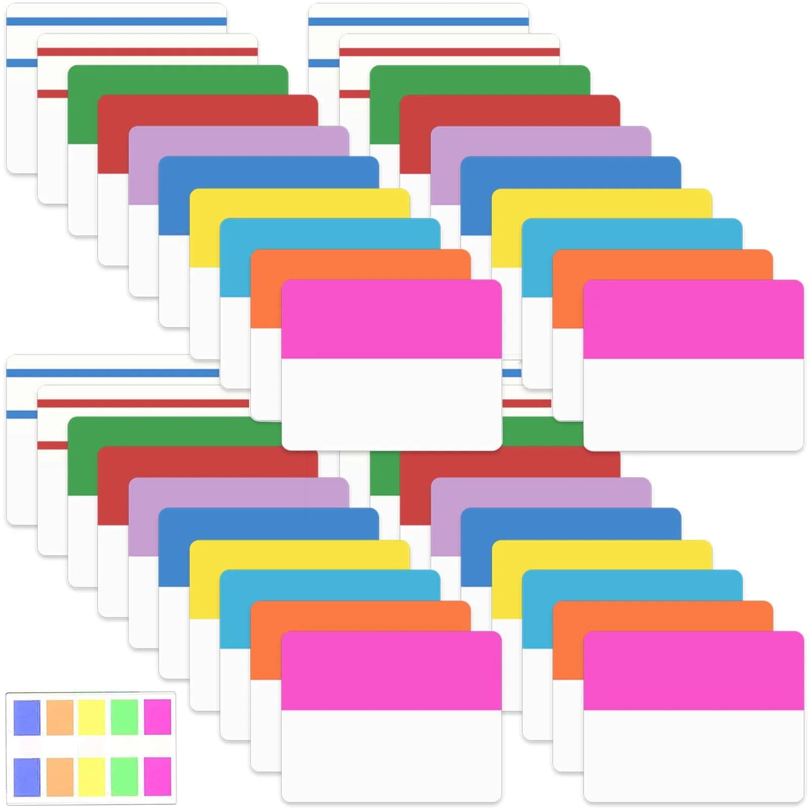 ELII 900 Pcs 2 Inch Sticky Index Tabs & 100 Pcs 0.5 Inch Tabs | Writable, Repositionable, 10 Neon Colors