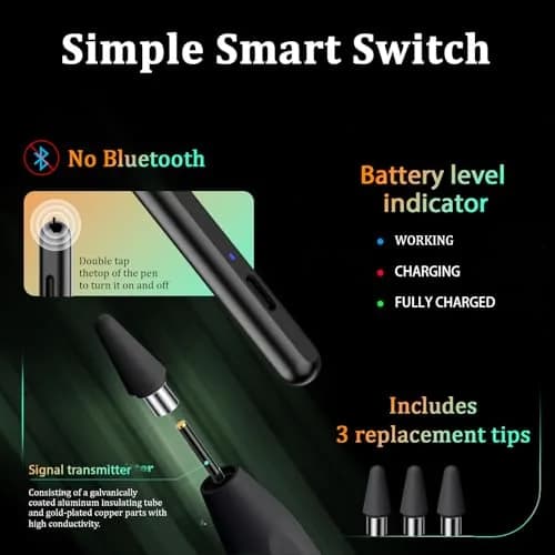 CMARS Stylus Pen for Android/Samsung A11+/A9+ | Universal Android & iPhone Compatibility, 16.5cm, Black thumbnail 4