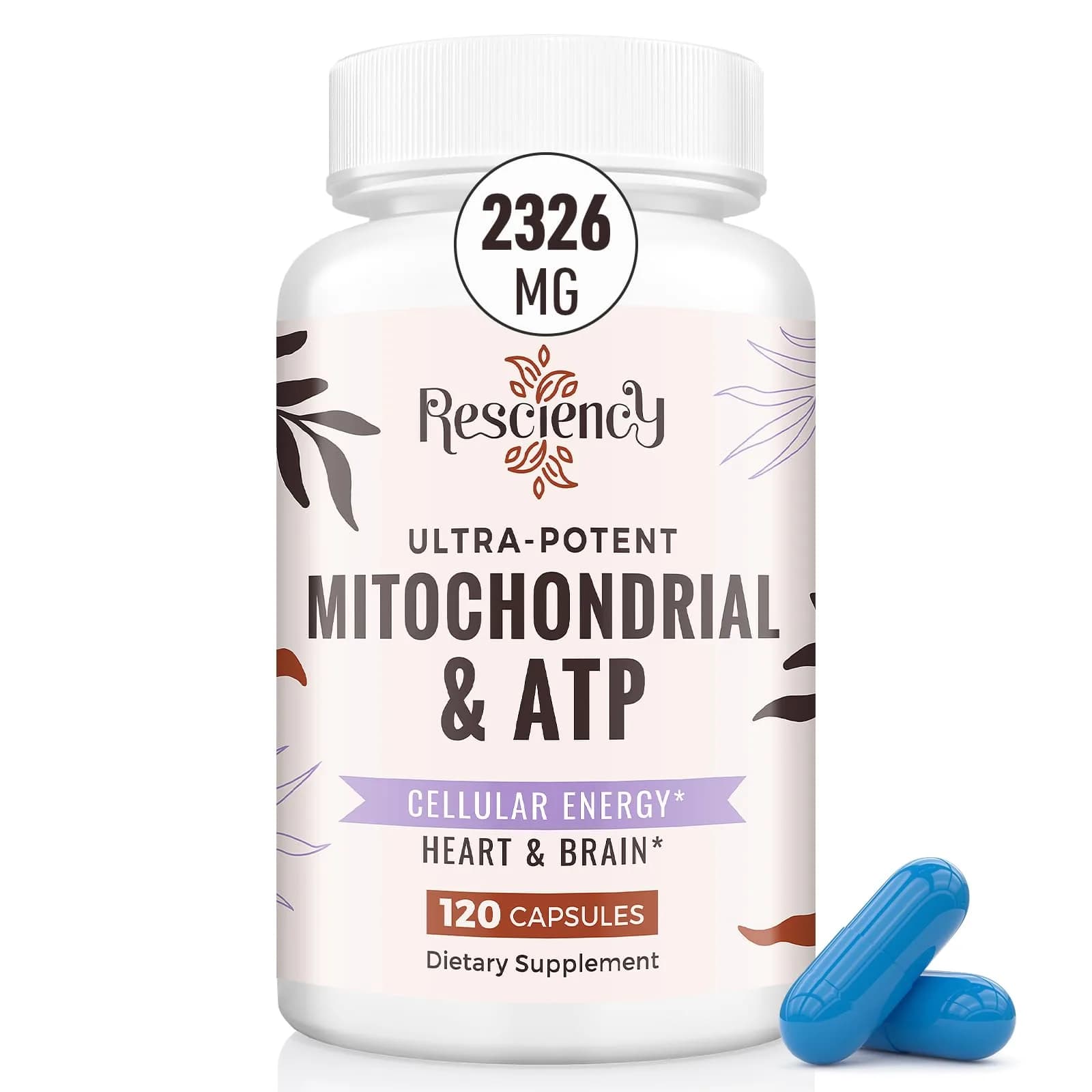 Resciency 2326 MG mitochondrial supplement 120 capsules | Organic energy & endurance support - main product image