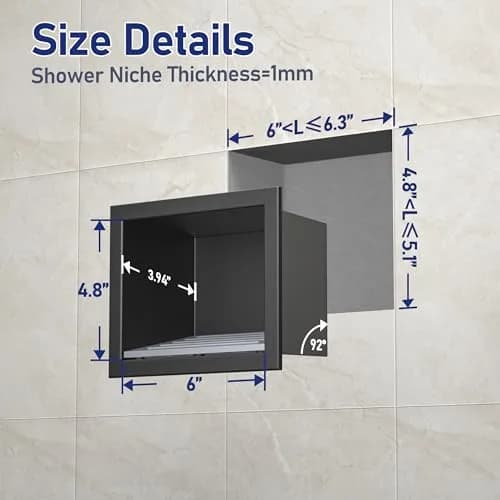 Bernkot Shower Niche, Wall Shower Stool Niche for Bathroom | Rust-Resistant Stainless Steel, Easy Maintenance, Space-Efficient thumbnail 7