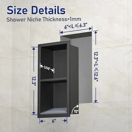 Bernkot Shower Niche, Wall Recessed Shelf for Bathroom 30.4cm x 15.2cm | Rust-Resistant Stainless Steel thumbnail 5