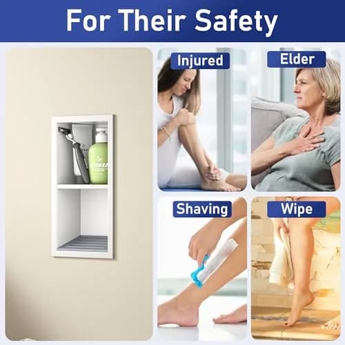 Bernkot Shower Niche, Wall Shower Stool Niche for Bathroom | Rustproof AISI 304 Steel, No Tile Needed thumbnail 8