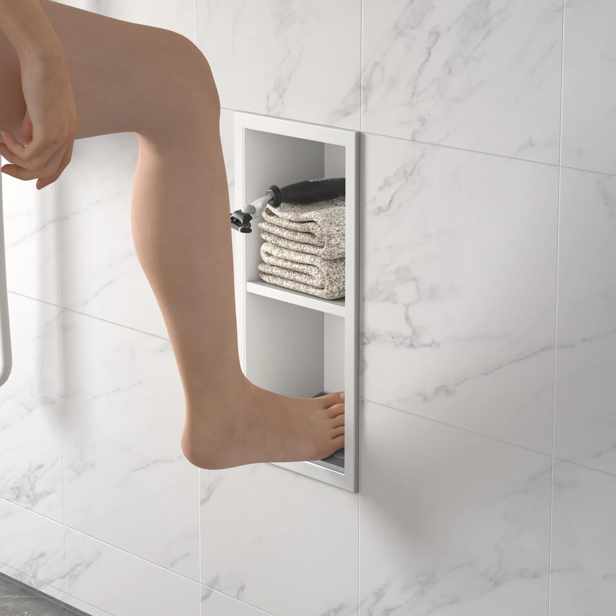 Bernkot Shower Niche, Wall Shower Stool Niche for Bathroom | Rustproof AISI 304 Steel, No Tile Needed - main product image