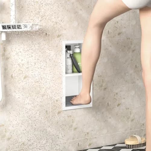 Bernkot Shower Niche, Wall Shower Stool Niche for Bathroom | Rustproof AISI 304 Steel, No Tile Needed thumbnail 9