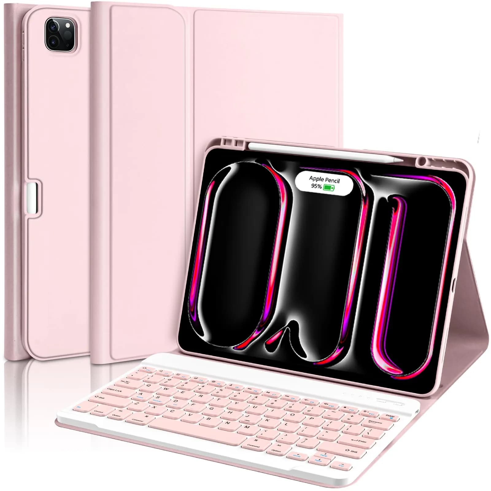 aMZCaSE Magnetic Keyboard Case for iPad Pro 13" (M5/M4) 2024-2025 | Detachable Folio with Pencil Holder — Light Pink