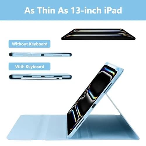 aMZCaSE for iPad Pro 13 inch Case with Keyboard (M5/M4) 2025/2024, Detachable Folio Stand Cover | Light Blue thumbnail 4