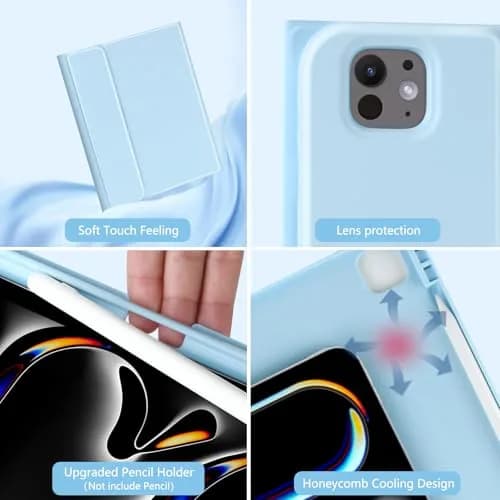 aMZCaSE for iPad Pro 13 inch Case with Keyboard (M5/M4) 2025/2024, Detachable Folio Stand Cover | Light Blue thumbnail 6