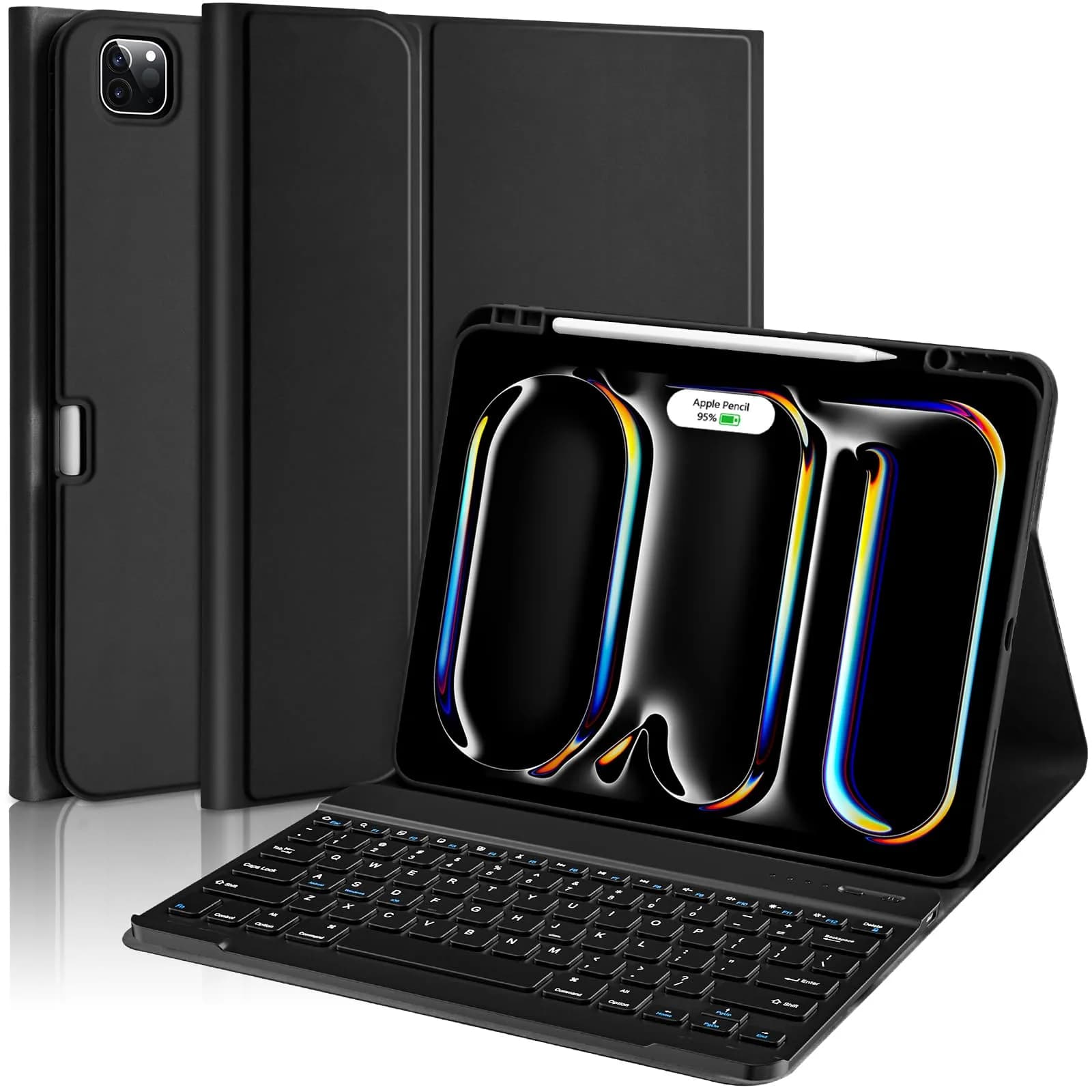 aMZCaSE Magnetic Keyboard Case for iPad Pro 13" (M5/M4) 2024-2025 | Detachable Folio with Pencil Holder — Black