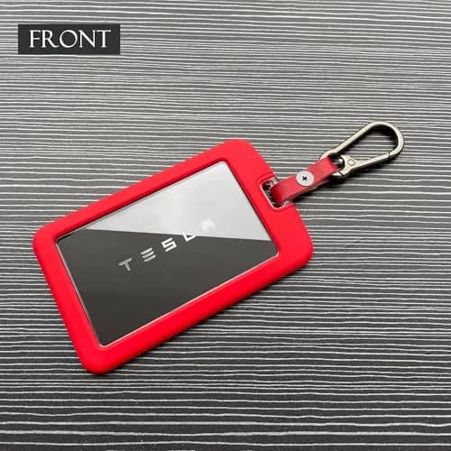 TANDRIVE Silicone Key Card Holder Case for Tesla Model 3/Y, Cybertruck, Rivian | Black & Red (2-Pack) thumbnail 2