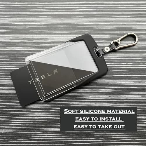 TANDRIVE Key Card Holder Case for Tesla Model 3/Y, Cybertruck, Rivian | 2-Pack Silicone Protector with Keychains thumbnail 4
