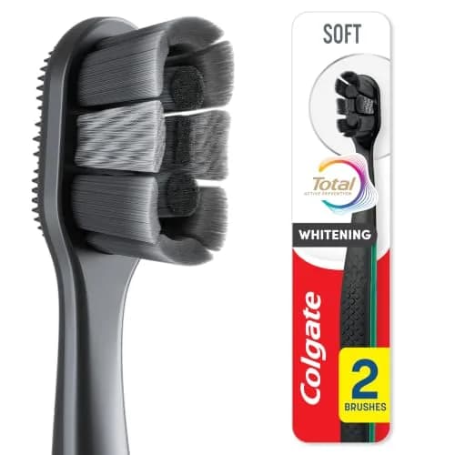 Colgate Total Whitening Charcoal Toothbrush, Soft, Black, 2 Pack | Deep Clean & Stain Removal thumbnail 1