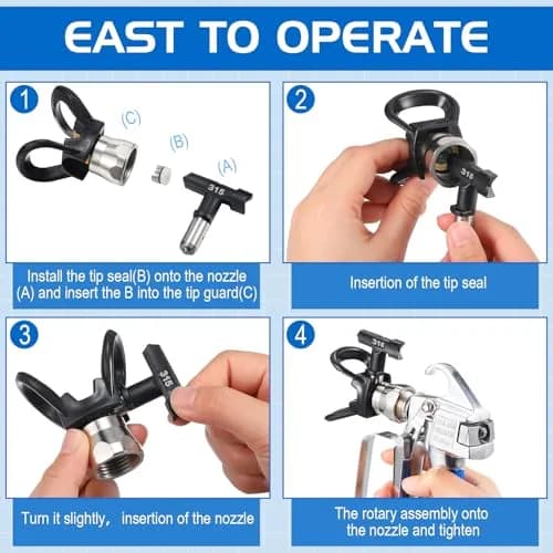 Zhengmy 12 Pcs Airless Paint Sprayer Tips Set 0.0109-0.0317 Inch Outlet | Reversible Spray Nozzles for Home & Industrial Painting thumbnail 4
