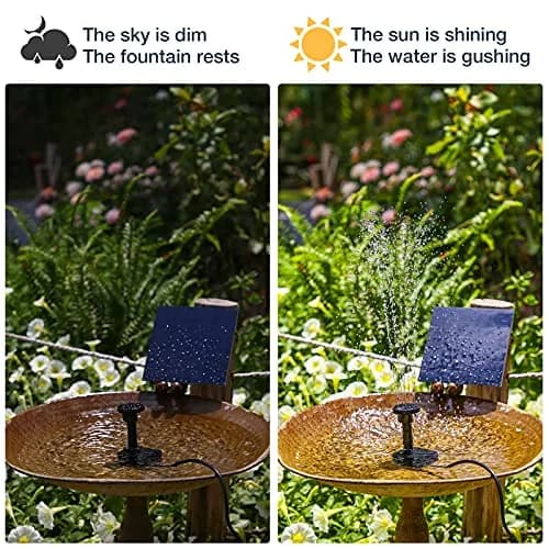AISITIN 2-Pack DIY Solar Fountain Pump with 6 Nozzles & 9.8ft Power Cord | 1.5W Solar Powered Water Pump for Bird Baths, Ponds, Gardens thumbnail 5