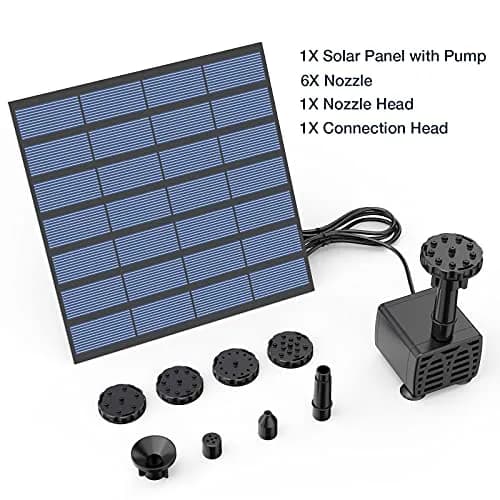 AISITIN 2-Pack DIY Solar Fountain Pump with 6 Nozzles & 9.8ft Power Cord | 1.5W Solar Powered Water Pump for Bird Baths, Ponds, Gardens thumbnail 6