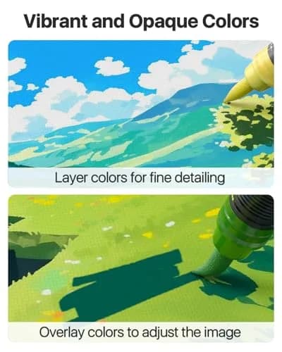 JusArt Acrylic Paint Markers Brush Tip 18 Colors, Automatic Ink Control | Water-Based, Non-Toxic, Waterproof thumbnail 4