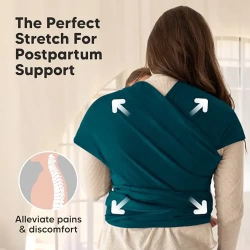 KeaBabies Original Baby Wrap Carrier Peacock Green | Ergonomic, IHDI Certified, Breathable Fabric for Newborns to Toddlers (7-35 lbs) thumbnail 5