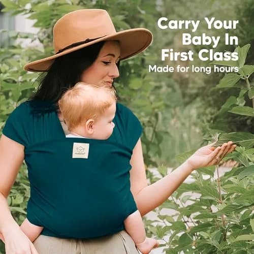 KeaBabies Original Baby Wrap Carrier Peacock Green | Ergonomic, IHDI Certified, Breathable Fabric for Newborns to Toddlers (7-35 lbs) thumbnail 6