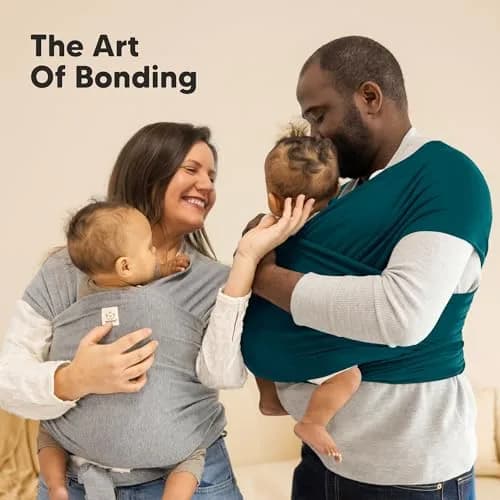 KeaBabies Original Baby Wrap Carrier Peacock Green | Ergonomic, IHDI Certified, Breathable Fabric for Newborns to Toddlers (7-35 lbs) thumbnail 8