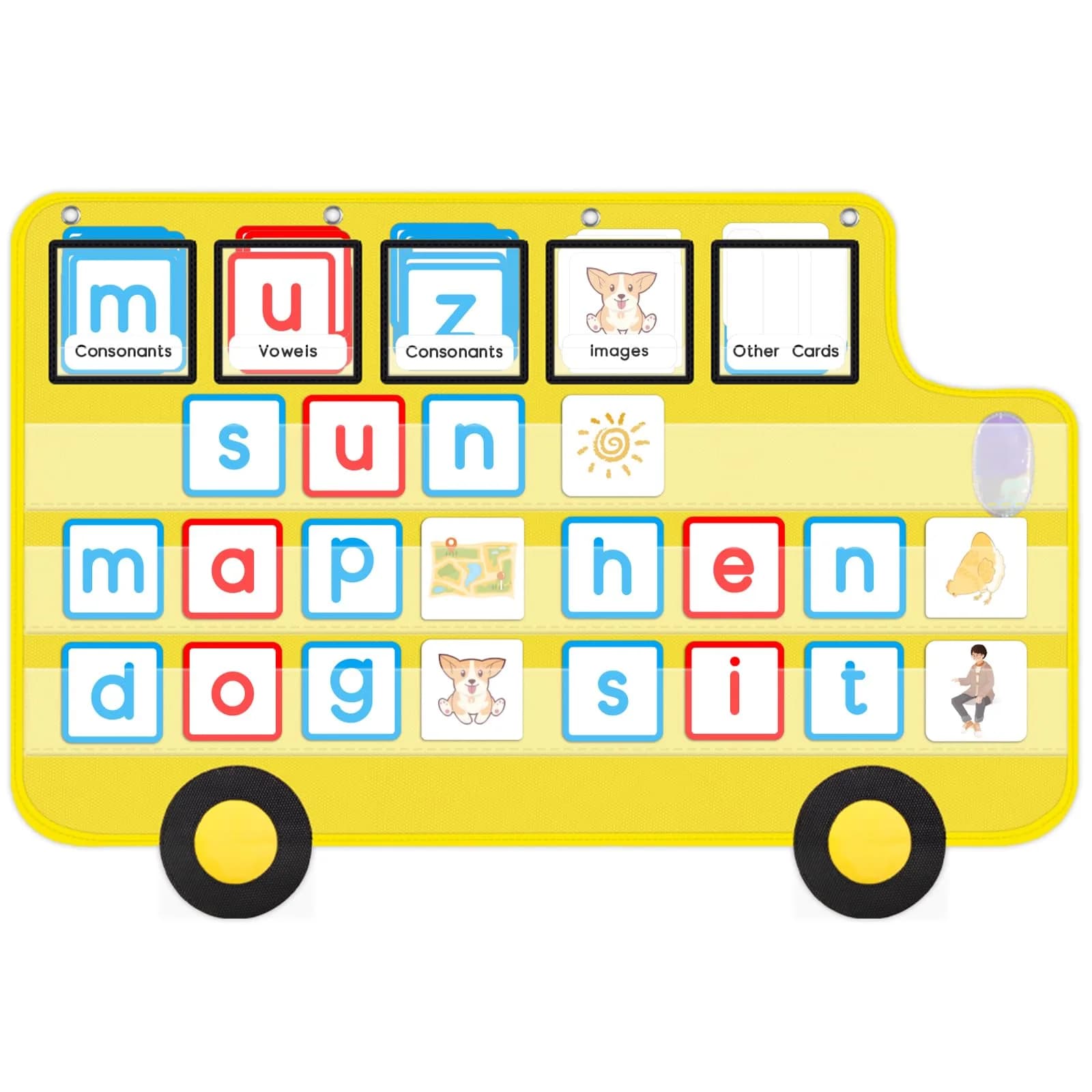 ALSLEA Large Hanging Pocket Chart 107cm x 73cm (42"x 28 ¾") | 11 Pockets for Classroom Organization — Yellow