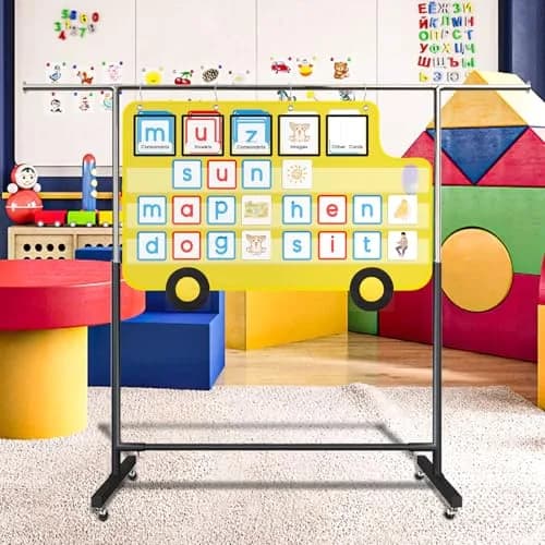 ALSLEA School Bus Shaped Pocket Chart 86cm x 56cm (33 ⅞ " x 22") | Large Classroom Hanging Organizer thumbnail 3