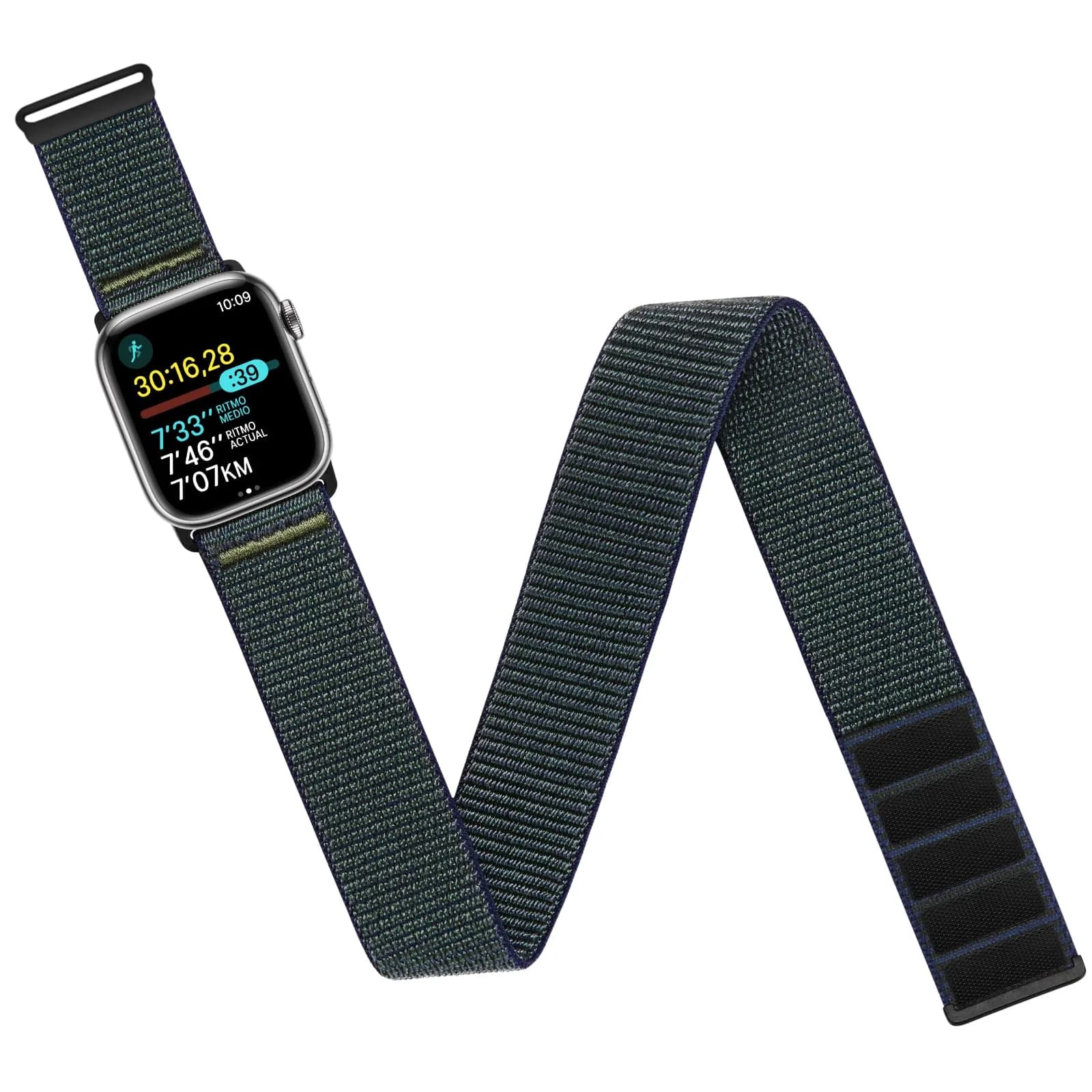 Straplanet Apple Watch Sport Armband & Ankle Strap 38-49mm | Breathable Nylon, Adjustable Fit for Women Men — Standard (BlueGreen)