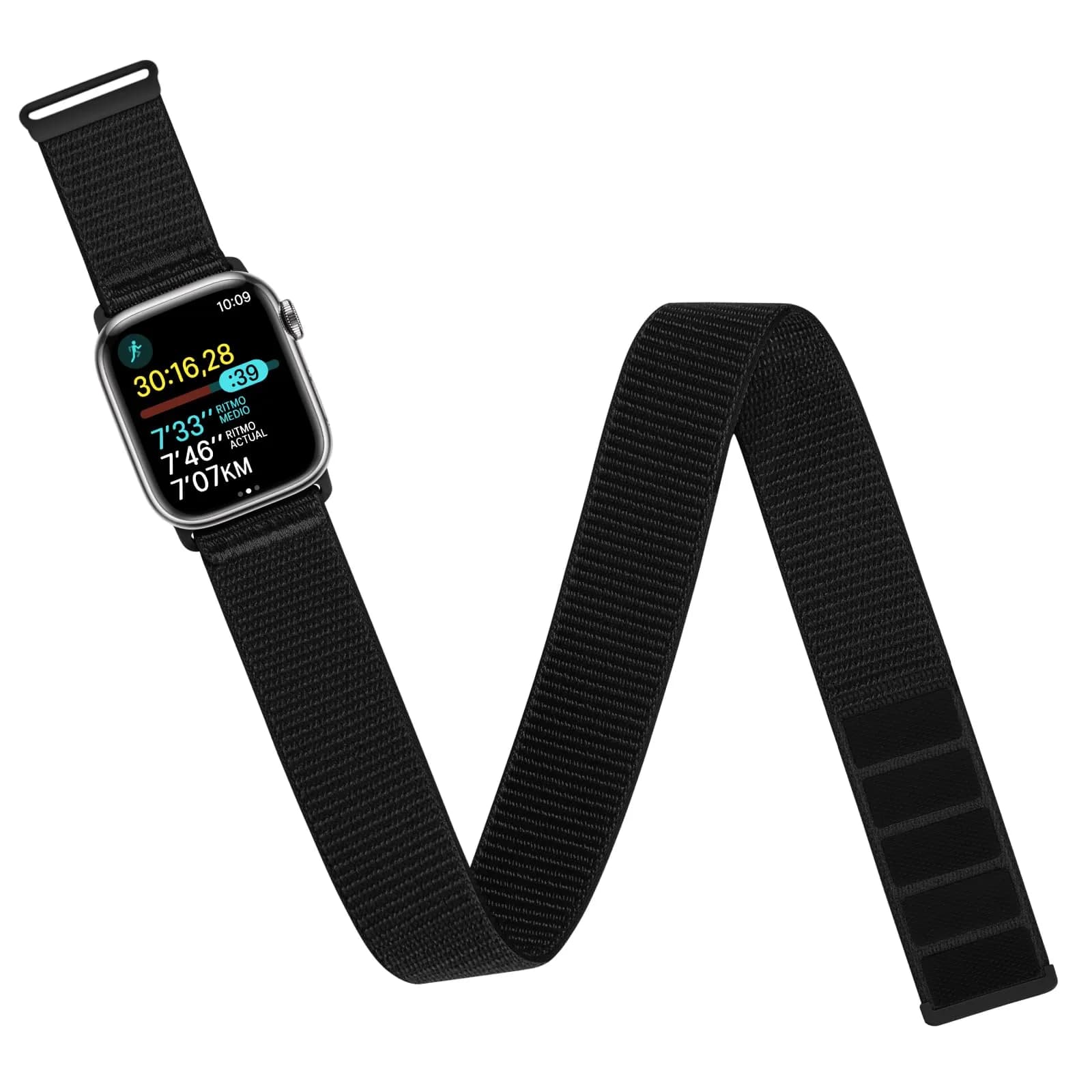 Straplanet Apple Watch Sport Armband & Ankle Strap 38-49mm | Breathable Nylon, Adjustable Fit for Women Men — Standard (Black) / 38/40/41/42mm(Series11 10)L-410mm