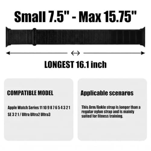 Straplanet Apple Watch Sport Armband & Ankle Strap 38mm-49mm | Breathable Nylon, Adjustable Fit thumbnail 2