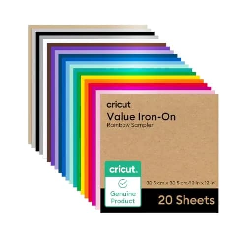 Cricut Value Iron-On Rainbow Sampler 20 Sheets (30.5 cm x 30.5 cm) | Outlasts 25 Washes thumbnail 1