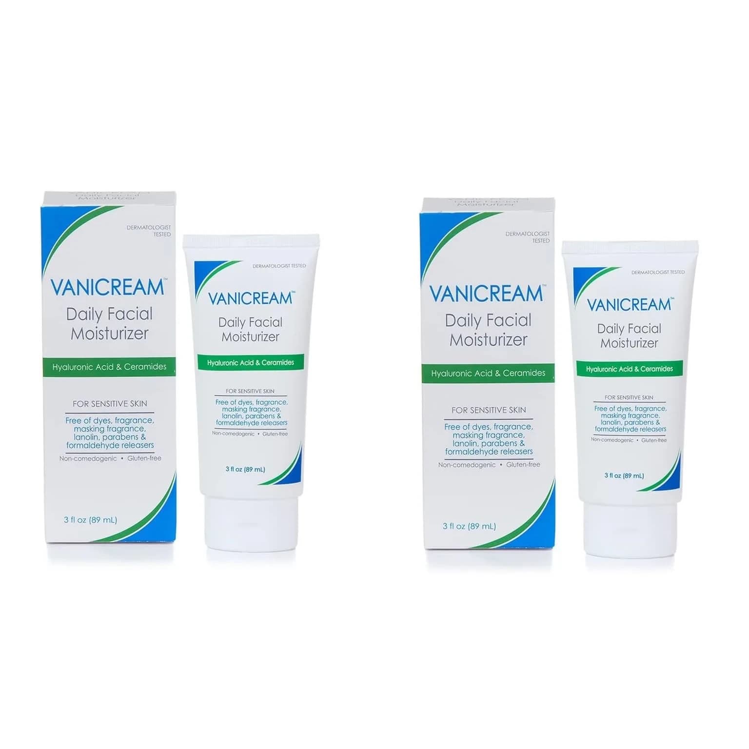 Vanicream Daily Facial Moisturizer 177ml (6 Fl Oz) Pack of 2 | For Sensitive Skin with Ceramides & Hyaluronic Acid