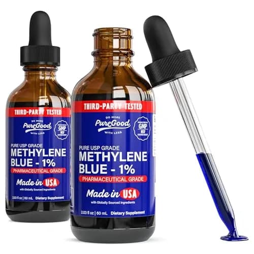 PureGood Methylene Blue 1% Liquid 60ml (2.03 fl oz) 2-Pack | Pharmaceutical Grade for Lab Use thumbnail 1