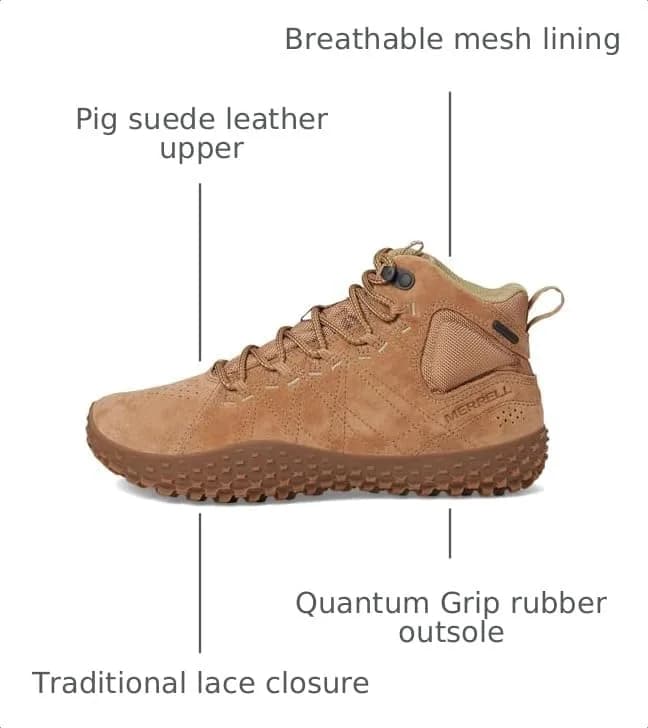 Merrell Wrapt Mid WP Shoes for Women | Barefoot Fit, Water-Resistant, Tobacco (5.5 US) thumbnail 4