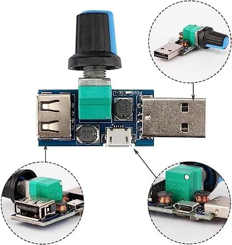 Gebildet 3pcs USB to 3pin/4pin PWM 5V USB Sleeve Fan Power Adapter Cable with USB Fan Governor Speed Control Knob ON/Off Switch | 12-inch copper cable thumbnail 4