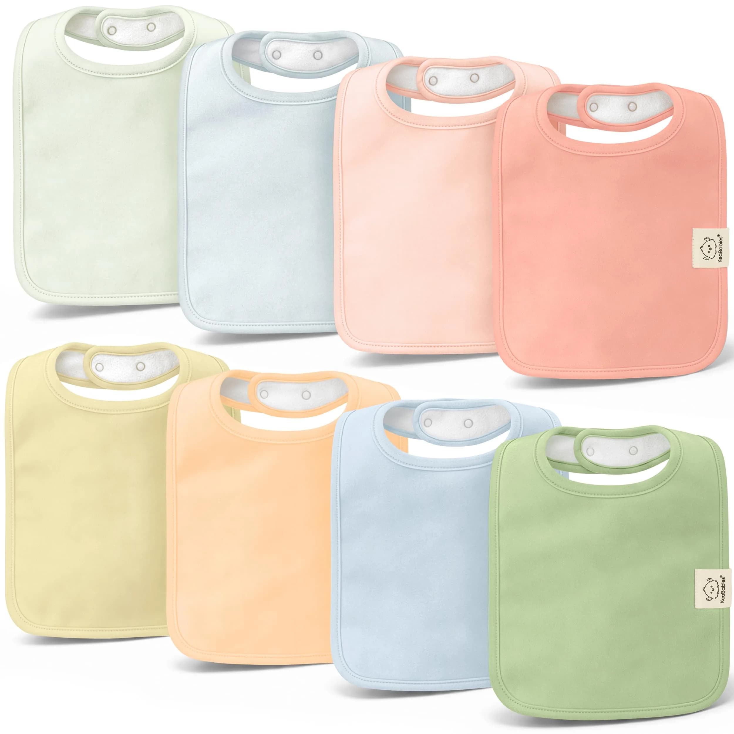 KeaBabies Organic Baby Bibs 8-Pack Dew | Ultra-Absorbent Cotton, Adjustable Nickel-Free Snaps - main product image